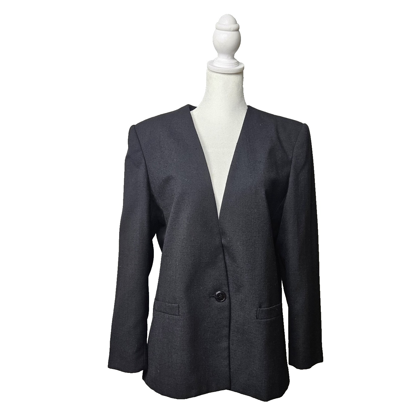 Vtg Sasson Blazer Womans Size 12 Black Button Closure